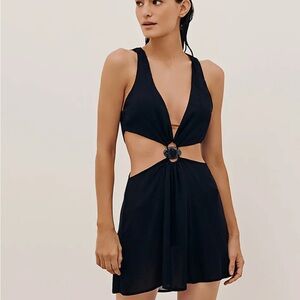 Vix Paula Hermanny Black Cutout Swim Coverup Dress Size Small